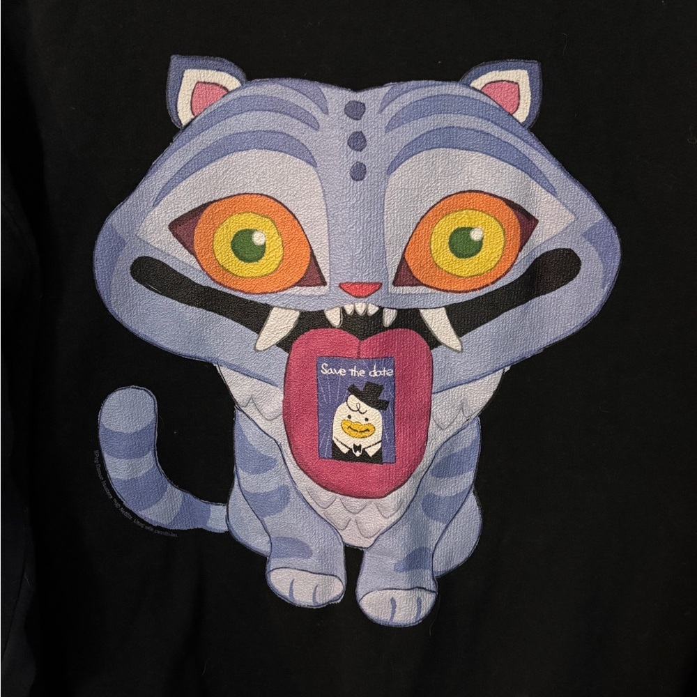K Pop Demon Hunters Cat Sweatshirt black sz L Netflix Saja Oversized Derpy - Picture 2 of 5